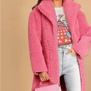 NWT Lulu's Plush Pink Shearling Jacket